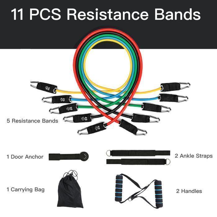 Home Workout Resistance Bands Kit (11 Pieces)